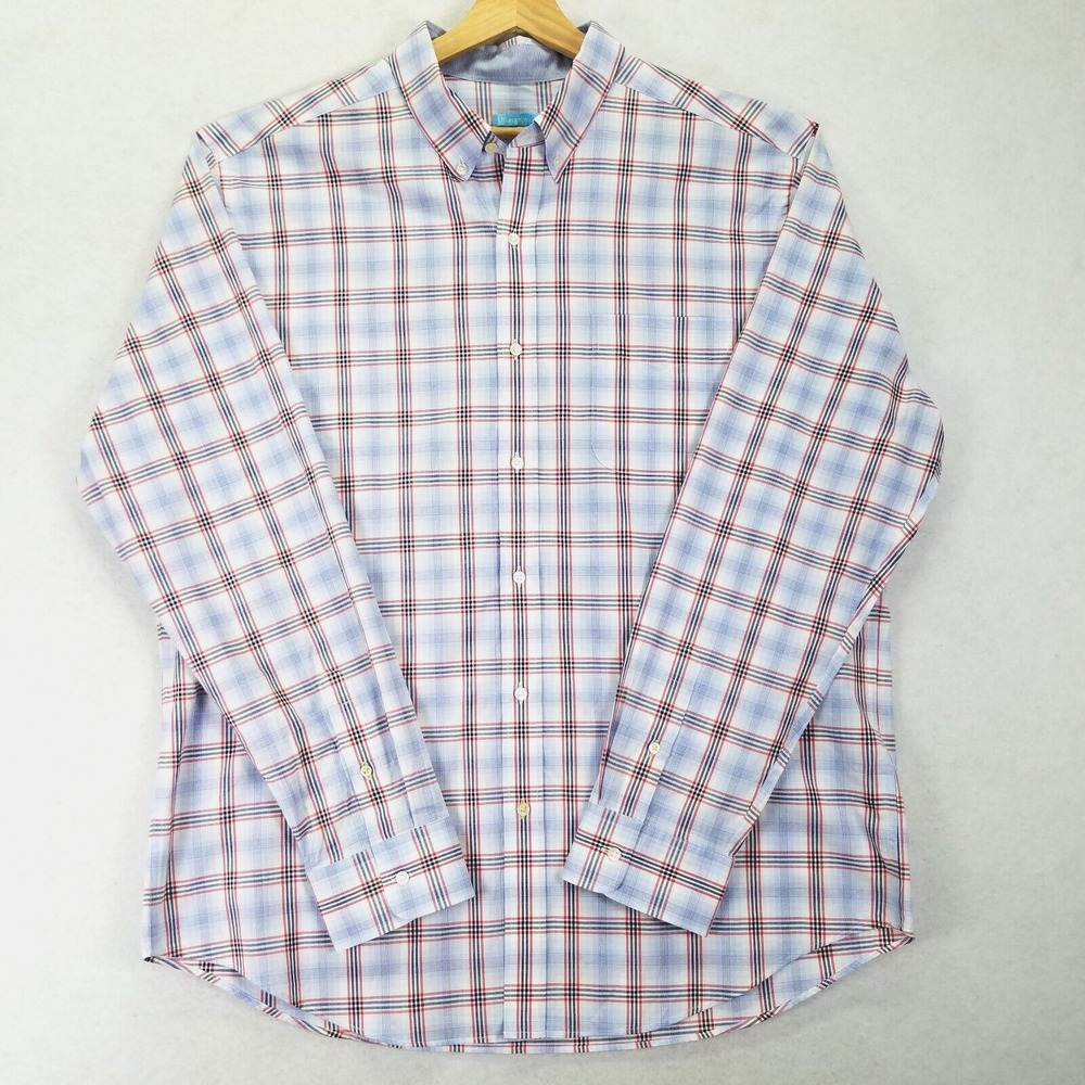 J McLaughlin Contrast Plaid Shirt Men's XL Blue Button Down Long Sleeve